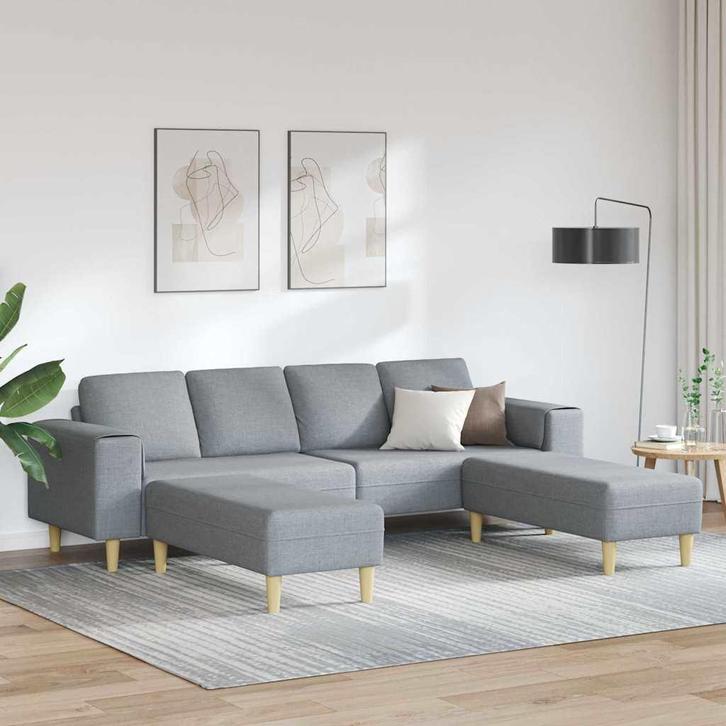 vidaXL Bankstel Lichtgrijs Stof, Huis en Inrichting, Banken | Bankstellen, Nieuw, 150 tot 200 cm, Stof, Verzenden