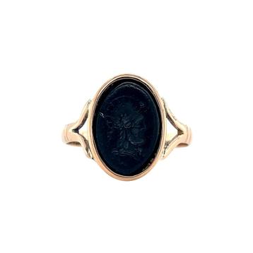 Roségouden vintage zegelring met kleursteen 14 kt beschikbaar voor biedingen