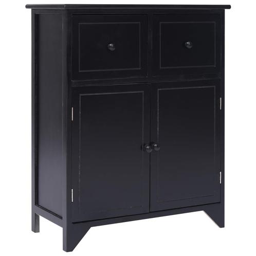 vidaXL Bijzetkast 60x30x75 cm paulowniahout zwart, Huis en Inrichting, Kasten | Buffetkasten, 25 tot 50 cm, Nieuw, Overige houtsoorten
