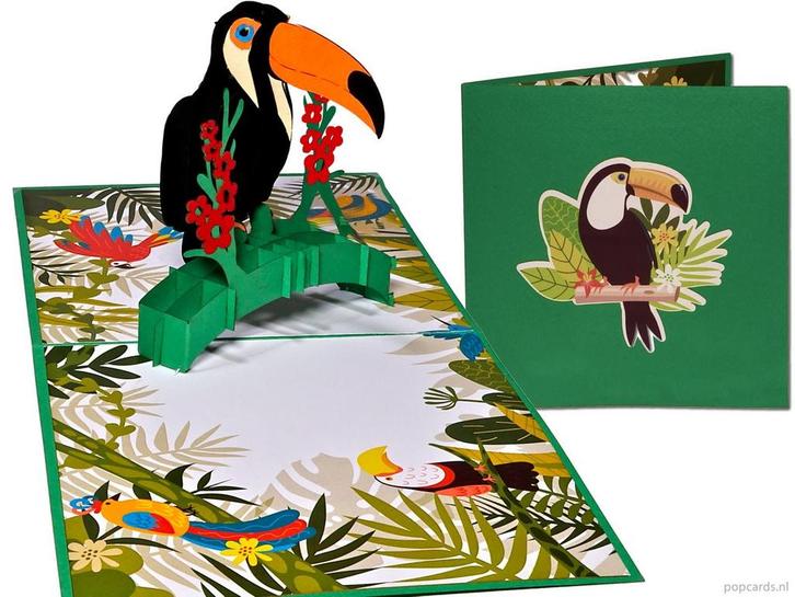 Spectaculaire Toekan Pop-up Kaart Spechtvogel, Diversen, Wenskaarten, Verzenden