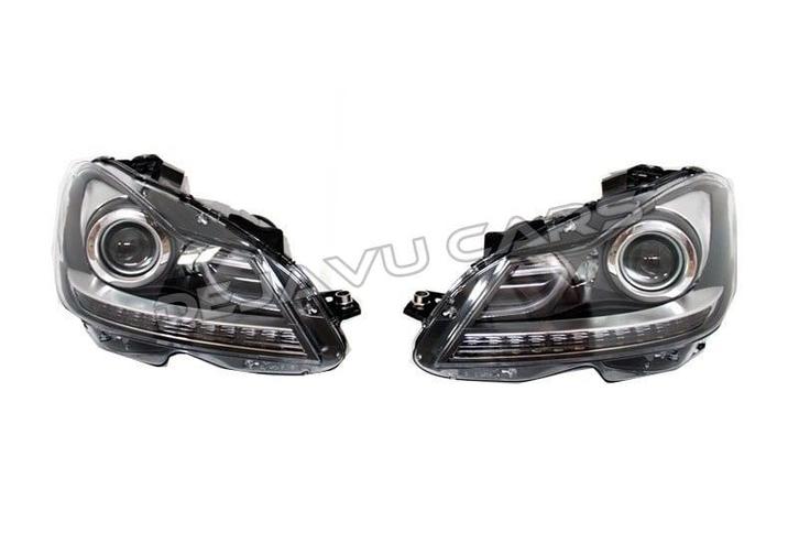 Facelift LED Bi Xenon Look Koplampen voor Mercedes Benz C-Kl, Auto diversen, Tuning en Styling, Ophalen of Verzenden