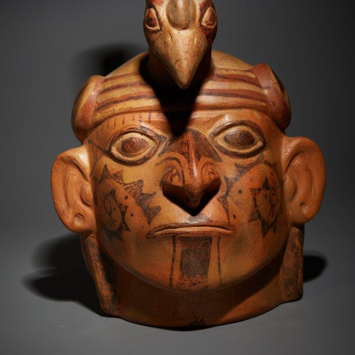Moche, Peru Terracotta Fijn Huaco-portret. TL-test. 25,5 cm, Verzamelen, Mineralen en Fossielen