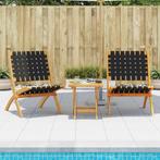 2x Acacia Tuinstoel Zwart | Tweedekansje | Zomerdeal, Tuin en Terras, Tuinstoelen, Ophalen of Verzenden, Nieuw, Hout, Inklapbaar