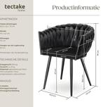 tectake® - Set van 4 Fluwelen eetkamerstoelen - Kuipstoel me, Huis en Inrichting, Stoelen, Verzenden, Zo goed als nieuw