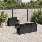 vidaXL 6-delige Loungeset met kussens poly rattan zwart, Verzenden, Nieuw, Rotan, Loungeset