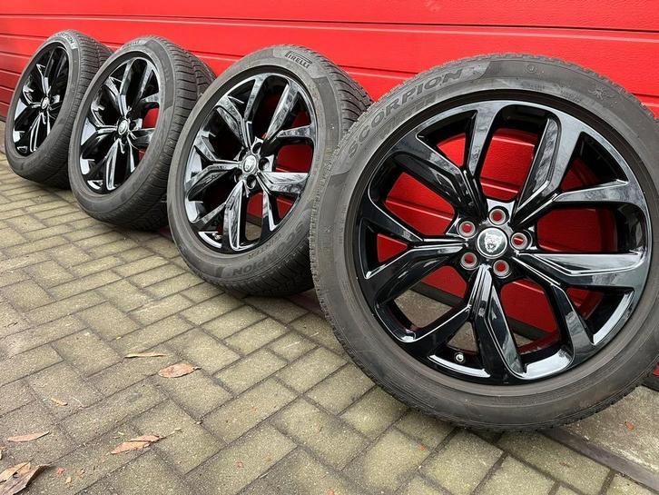 Originele set 20 inch Jaguar I-pace 5×108 zwart TPMS, Auto-onderdelen, Banden en Velgen, 20 inch, Winterbanden, 245 mm, Personenwagen