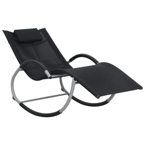 vidaXL Ligbed met kussen textileen zwart, Tuin en Terras, Ligbedden, Nieuw, Verzenden