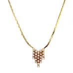 Gouden choker met diamant 42 cm 18 karaat, Verzenden, Zo goed als nieuw, Wit, Goud