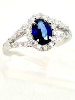Ring - 18 karaat Witgoud Saffier - Diamant, Nieuw