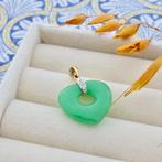 Gouden hanger van jade met diamant | 0,03 ct., Ophalen of Verzenden, Gebruikt, Goud, Overige merken