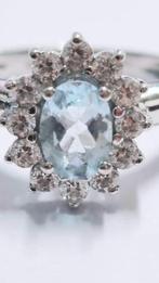 Ring - 18 karaat Witgoud Aquamarijn - Diamant