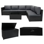 Rotan Modulaire Tuinmeubelen 7 Stuk Zwart Zitbank Tafel Set, Verzenden, Nieuw