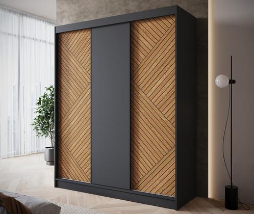 Kledingkast 180cm zwart Schuifdeuren - Garderobekast, Huis en Inrichting, Kasten | Vitrinekasten, 50 tot 75 cm, Nieuw, 200 cm of meer