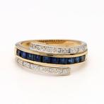 Ring - 18 karaat Geel goud - Diamant - Saffier, Nieuw