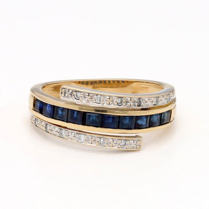 Ring - 18 karaat Geel goud - Diamant - Saffier, Sieraden, Tassen en Uiterlijk, Ringen