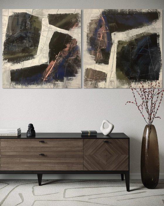 Masaki Kazushi - Quadrivium 1390 - Dyptich Exclusive, Antiek en Kunst, Kunst | Schilderijen | Modern