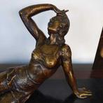 sculptuur, Ballerina Art Deco - 29 cm - Gepatineerd brons -