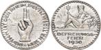 Verzilverte brons medaille Rheinlandraeumung 1930 Weimare..., Postzegels en Munten, Penningen en Medailles, Verzenden