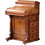 Blond wortelnoten Davenport secretaire met geheime Harlequin, Ophalen of Verzenden