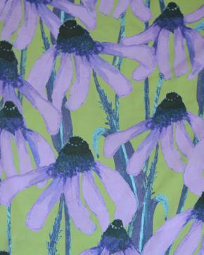Viscose Bloemen Groen/Paars, Hobby en Vrije tijd, Stoffen en Lappen, Groen, Nieuw