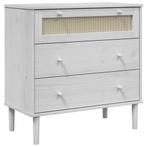 Witte Grenen Ladekast SENJA | Tweedekansje | Rattan Look, Huis en Inrichting, Kasten | Ladekasten, Nieuw, Modern en boho uit de jaren 50