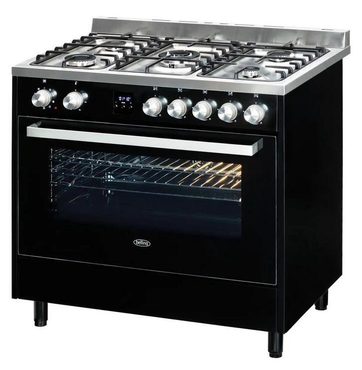 Belling Leeds 90 DFT Zwart gasfornuis DHZ2005749, Witgoed en Apparatuur, Fornuizen, Nieuw, Ophalen of Verzenden
