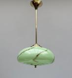 Plafondlamp - Messing, Glas - Plafondlamp van messing met, Antiek en Kunst