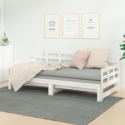 vidaXL Slaapbank uitschuifbaar massief grenenhout wit, Huis en Inrichting, Slaapkamer | Bedden, 90 cm, 190 cm of minder, Wit, Eenpersoons
