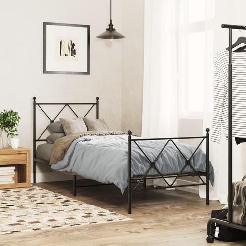 vidaXL Bedframe met hoofd- en voeteneinde metaal zwart, Huis en Inrichting, Slaapkamer | Bedden, Zwart, Nieuw, Metaal, Eenpersoons