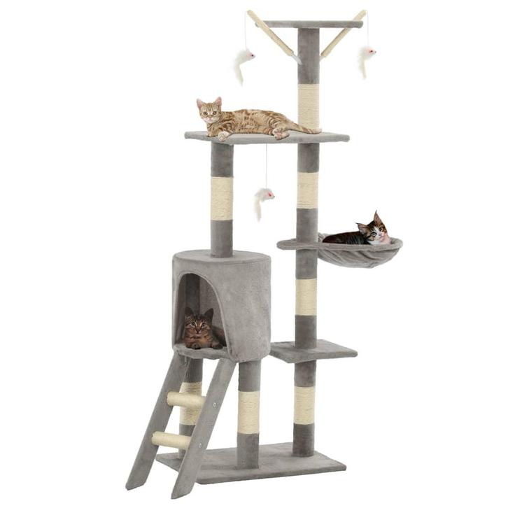 vidaXL Kattenkrabpaal met sisal krabpalen 138 cm grijs, Dieren en Toebehoren, Katten-accessoires, Nieuw, Verzenden