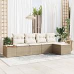 vidaXL Tuin Sofa Set met kussen 5 pcs Beige Poly riet, Tuin en Terras, Tuinsets en Loungesets, Verzenden, Nieuw, Rotan