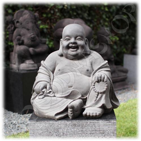 SALE: Happy Boeddha tuinbeeld L donker | Boeddhashop.nl, Tuin en Terras, Tuinbeelden, Boeddhabeeld, Nieuw, Overige materialen