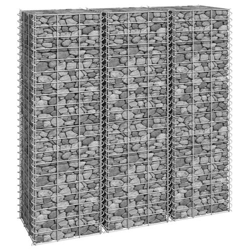 vidaXL Schanskorf plantenbakken 3 st verhoogd 30x30x100 cm, Tuin en Terras, Bloembakken en Plantenbakken, Minder dan 60 cm, Nieuw