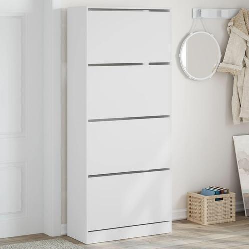 vidaXL Schoenenkast met 4 klaplades 80x34x187,5 cm wit, Huis en Inrichting, Kasten | Schoenenrekken, Nieuw, Verzenden