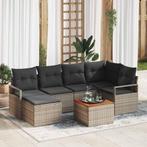 vidaXL Tuin Sofa Set met kussen 7 pcs Grijs Poly riet, Tuin en Terras, Tuinsets en Loungesets, Verzenden, Nieuw, Rotan