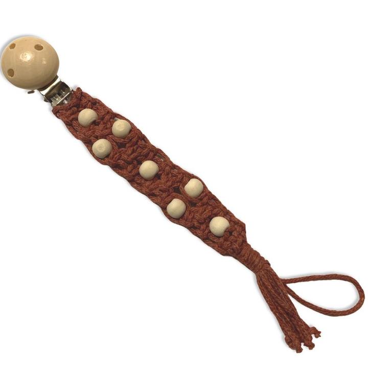 Speenkoord Happy - Rood met Kralen - Katoen - Macramé -, Kinderen en Baby's, Overige Kinderen en Baby's, Nieuw, Ophalen of Verzenden