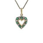 Gouden vintage hart hanger met smaragd en diamant 14 krt, Ophalen of Verzenden, Nieuw