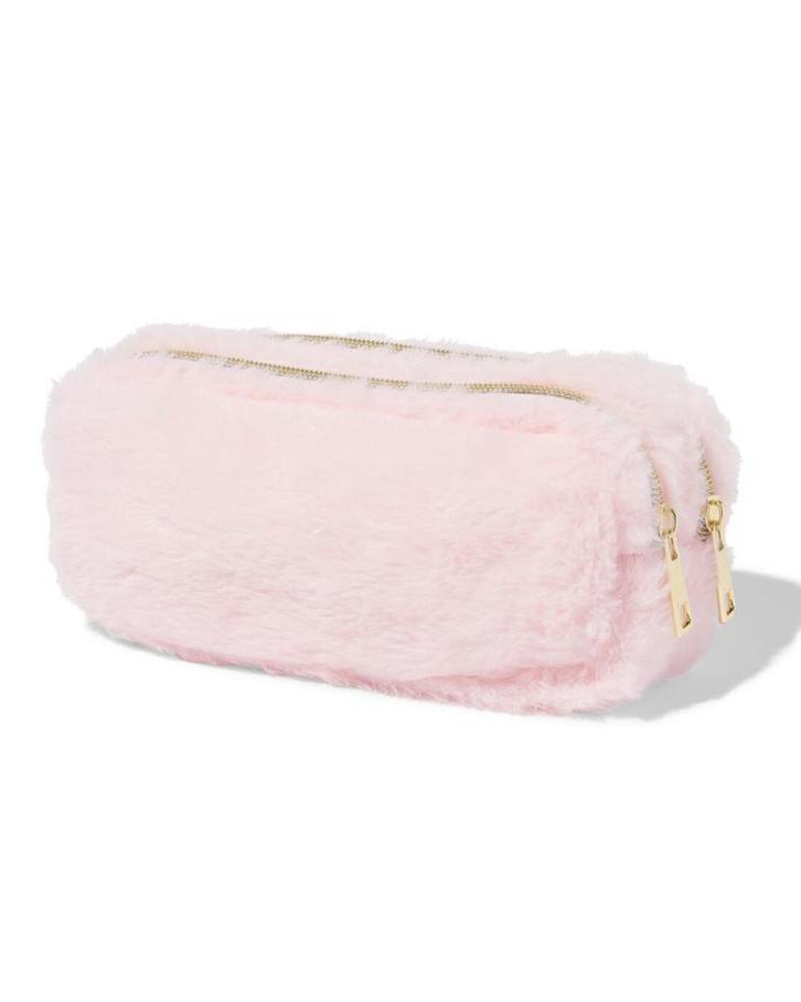 HEMA Etui dubbele rits fluffy roze, Diversen, Agenda's, Nieuw, Verzenden