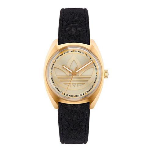 -11% Adidas  Adidas Leren horloge met gouden wijzerplaat 39m, Sieraden, Tassen en Uiterlijk, Horloges | Dames, Nieuw, Verzenden