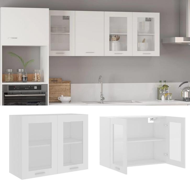 vidaXL Hangkast Lyon 80x31x60 cm bewerkt hout wit, Huis en Inrichting, Keuken | Keukenelementen, Wit, Nieuw, Verzenden