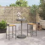 vidaXL 3-delige Tuinbarset poly rattan en massief acaciahout, Tuin en Terras, Verzenden, Nieuw, Rotan, 2 zitplaatsen