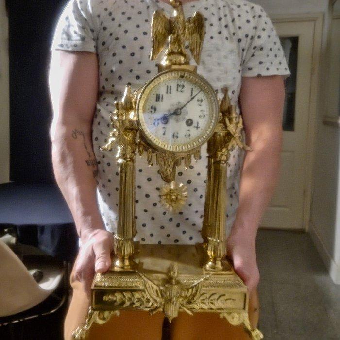 Portico klok Empirestijl Brons - 1850-1900, Antiek en Kunst, Antiek | Klokken
