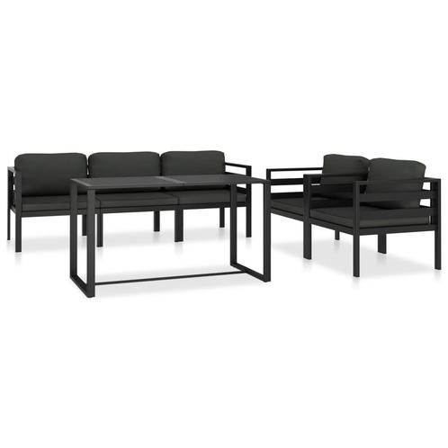 vidaXL 6-delige Loungeset met kussens aluminium antraciet, Tuin en Terras, Tuinsets en Loungesets, Loungeset, Nieuw, Aluminium