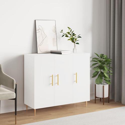 vidaXL Dressoir 90x34x80 cm bewerkt hout wit, Huis en Inrichting, Kasten | Dressoirs, 25 tot 50 cm, Nieuw, 50 tot 100 cm, Overige houtsoorten