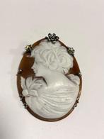 Zonder Minimumprijs - Broche Zilver - Cammeo conchiglia, Sieraden, Tassen en Uiterlijk, Antieke sieraden