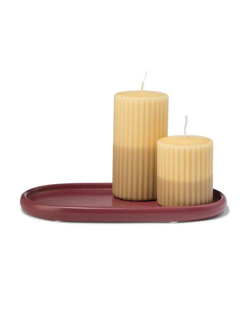 HEMA Kaarsonderzetter ovaal bordeaux van €7.59 voor €5 sale, Huis en Inrichting, Woonaccessoires | Kandelaars en Kaarsen, Nieuw