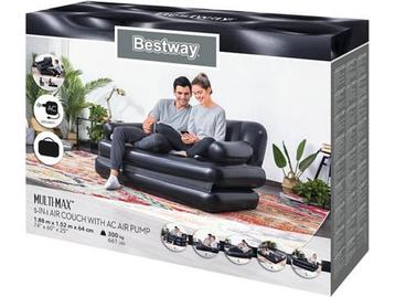 Bestway - Opblaasbank met pomp - vinyl - Zwart - 186x145 cm beschikbaar voor biedingen