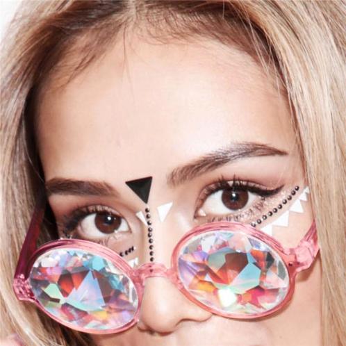 Ronde Bril Caleidoscoop Roze Montuur Rond Kunststof Diamant, Hobby en Vrije tijd, Feestartikelen, Carnaval, Feestartikel, Nieuw
