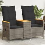 vidaXL Tuinbank 2-zits verstelbaar met tafel poly rattan, Tuin en Terras, Tuinsets en Loungesets, Verzenden, Nieuw, Rotan