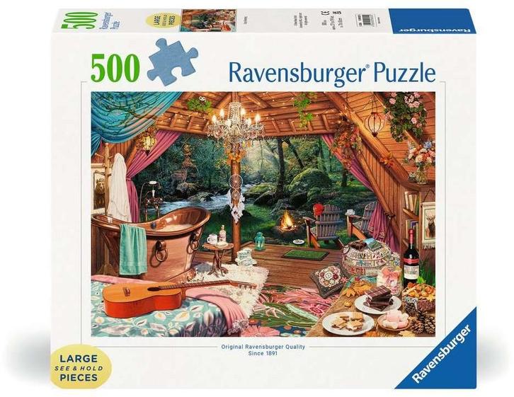 Cozy Glamping Puzzel (500 XL stukjes) | Ravensburger -, Hobby en Vrije tijd, Denksport en Puzzels, Nieuw, Verzenden